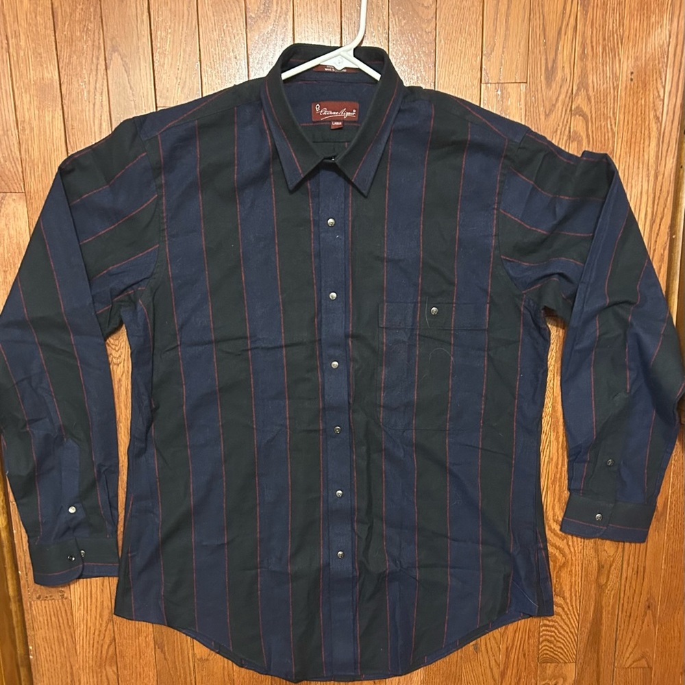 Etienne Aigner Men's Blue and Red Striped Shirt
